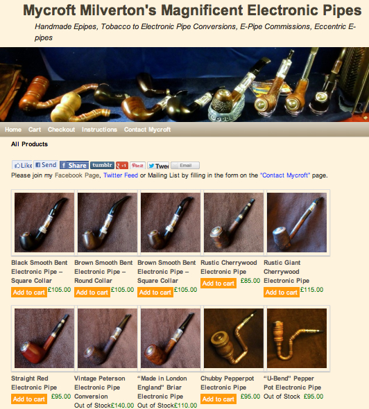 Magnificent Electronic Pipes epipes e-pipes vaping mods smoking steampunk